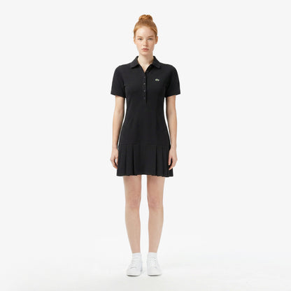 Lacoste Kadın Classic Fit Kısa Kollu Polo Yaka Siyah Elbise