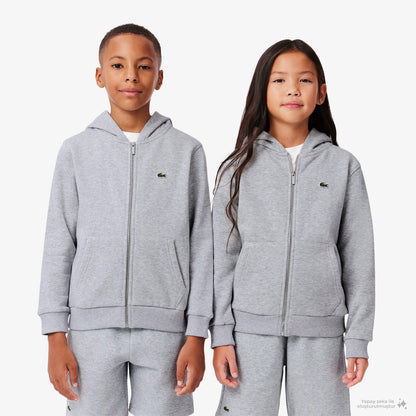 Lacoste Çocuk Kapüşonlu Gri Sweatshirt