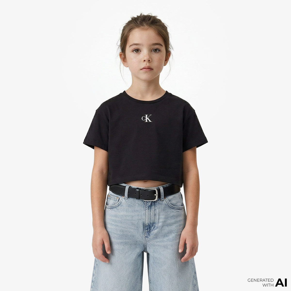 Calvin Klein Logo Boxy Çocuk Siyah T-shirt