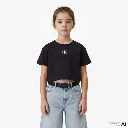 Calvin Klein Logo Boxy Çocuk Siyah T-shirt