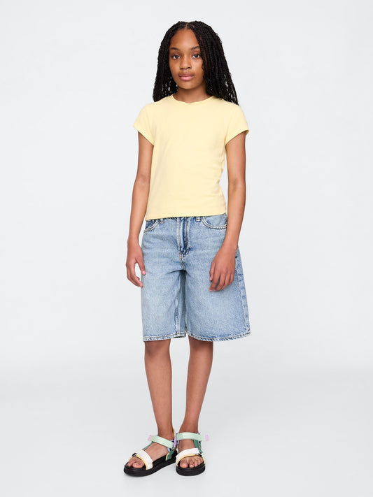 Mavi Mid Rise Longline Denim Şort