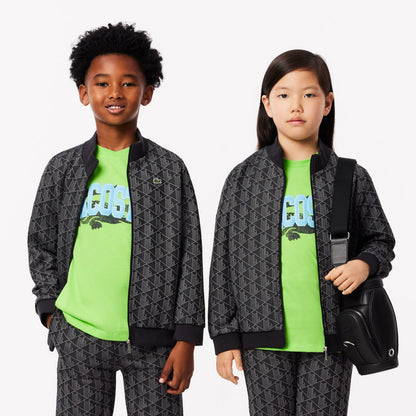 Lacoste Çocuk Fermuarlı Monogram Siyah Sweatshirt