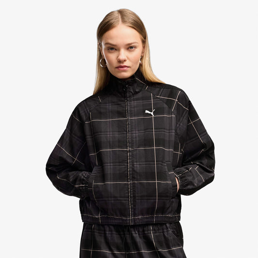 Puma T7 Tartan Woven Kadın Siyah Ceket