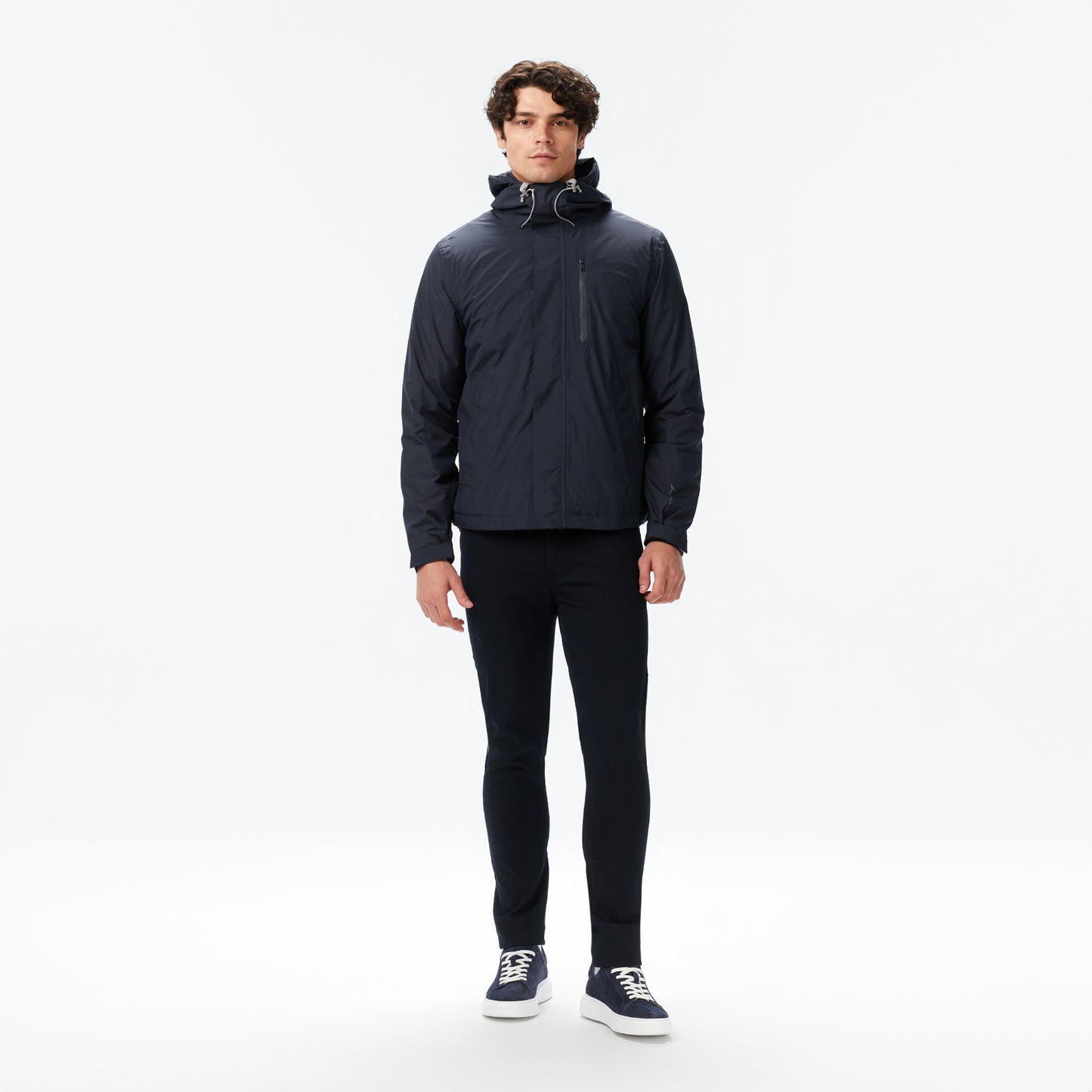 Nautica Erkek Siyah Regular Fit Kapüşonlu Su Geçirmez Mont