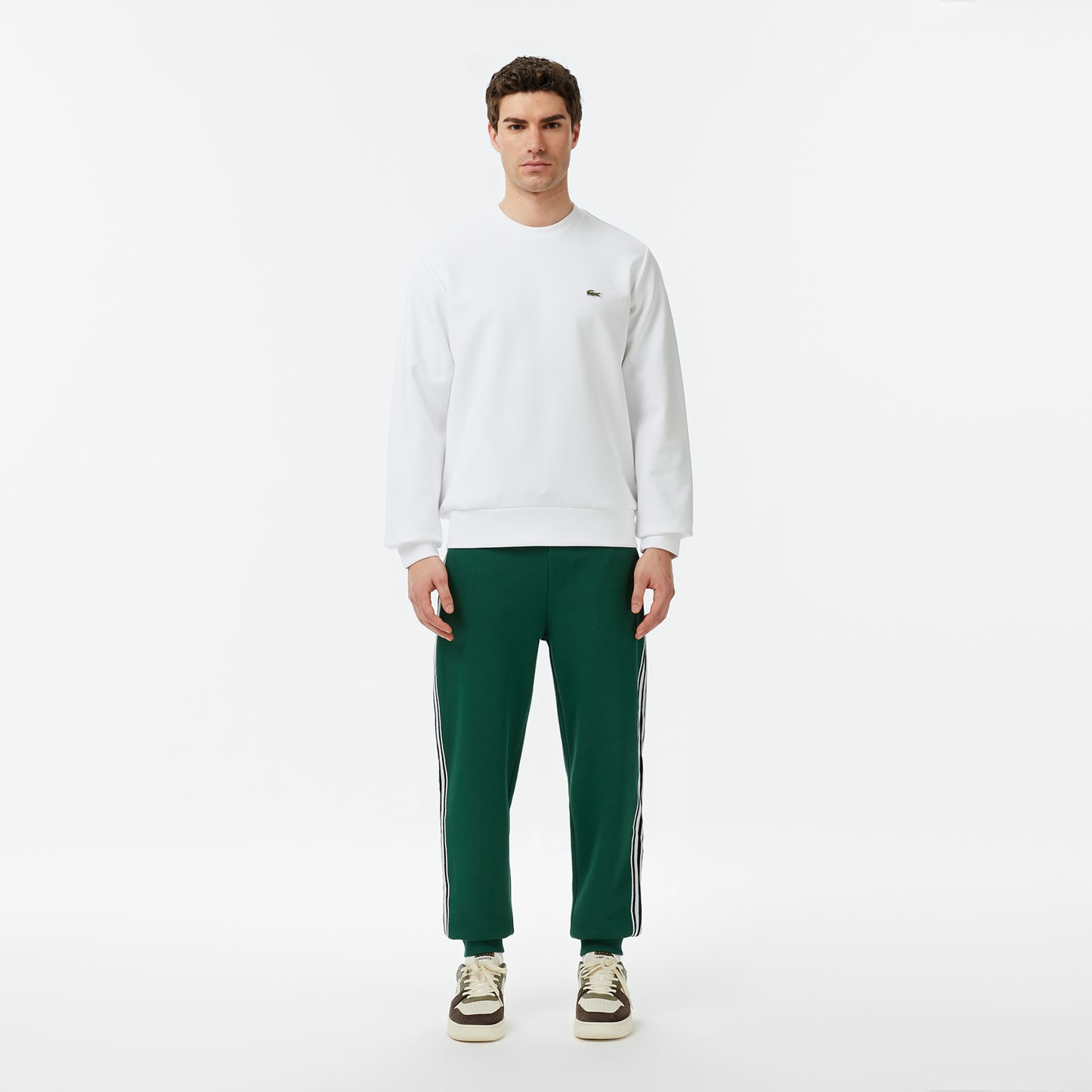 Lacoste Erkek Classic Fit Bisiklet Yaka Beyaz Sweatshirt
