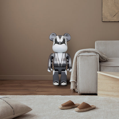 Bearbrick Kiss Demon Chrome 70cm Gri Figür