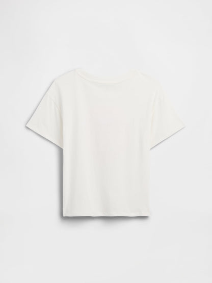 Beyaz Oversized Grafik Baskılı T-shirt