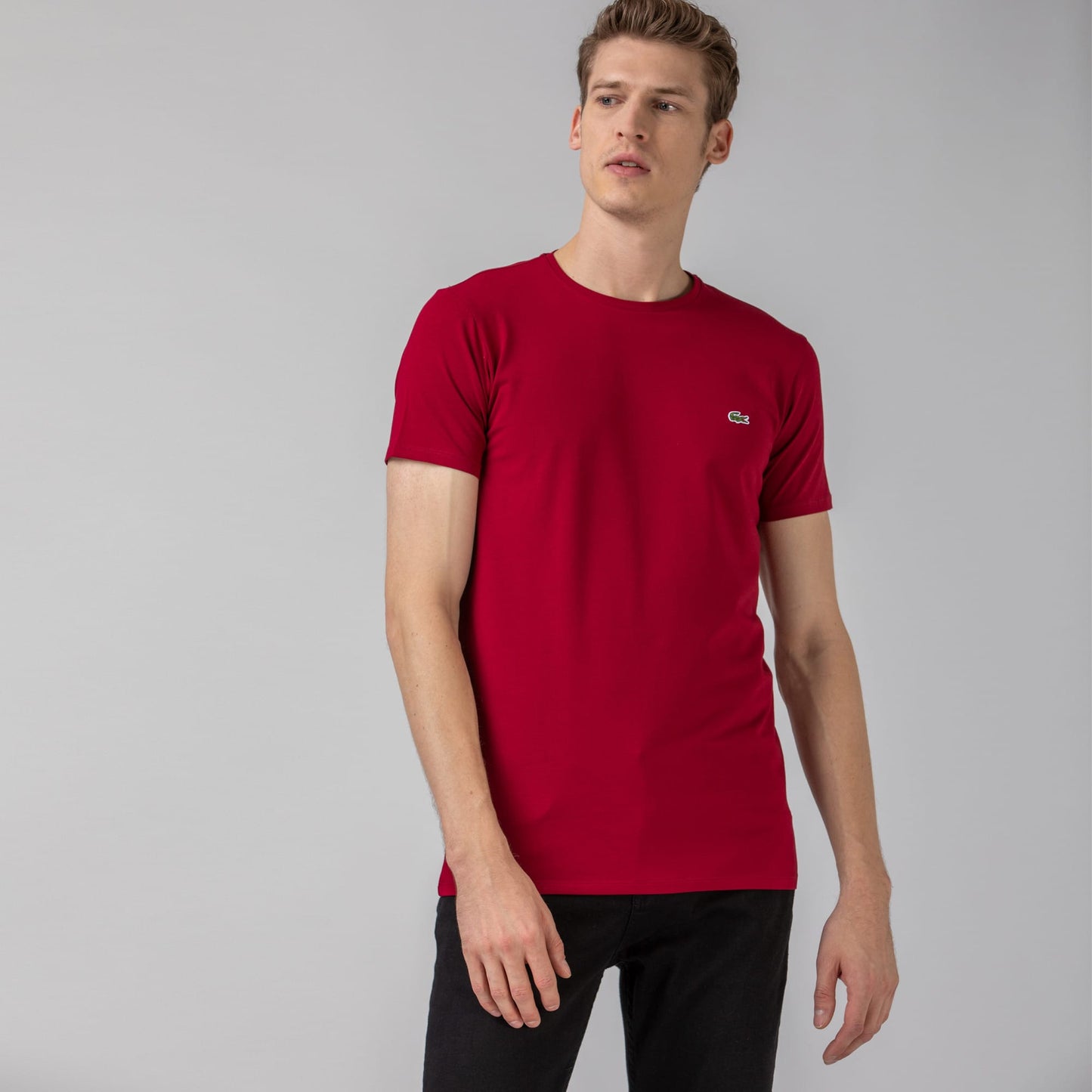 Lacoste Erkek Slim Fit Bisiklet Yaka Bordo T-shirt