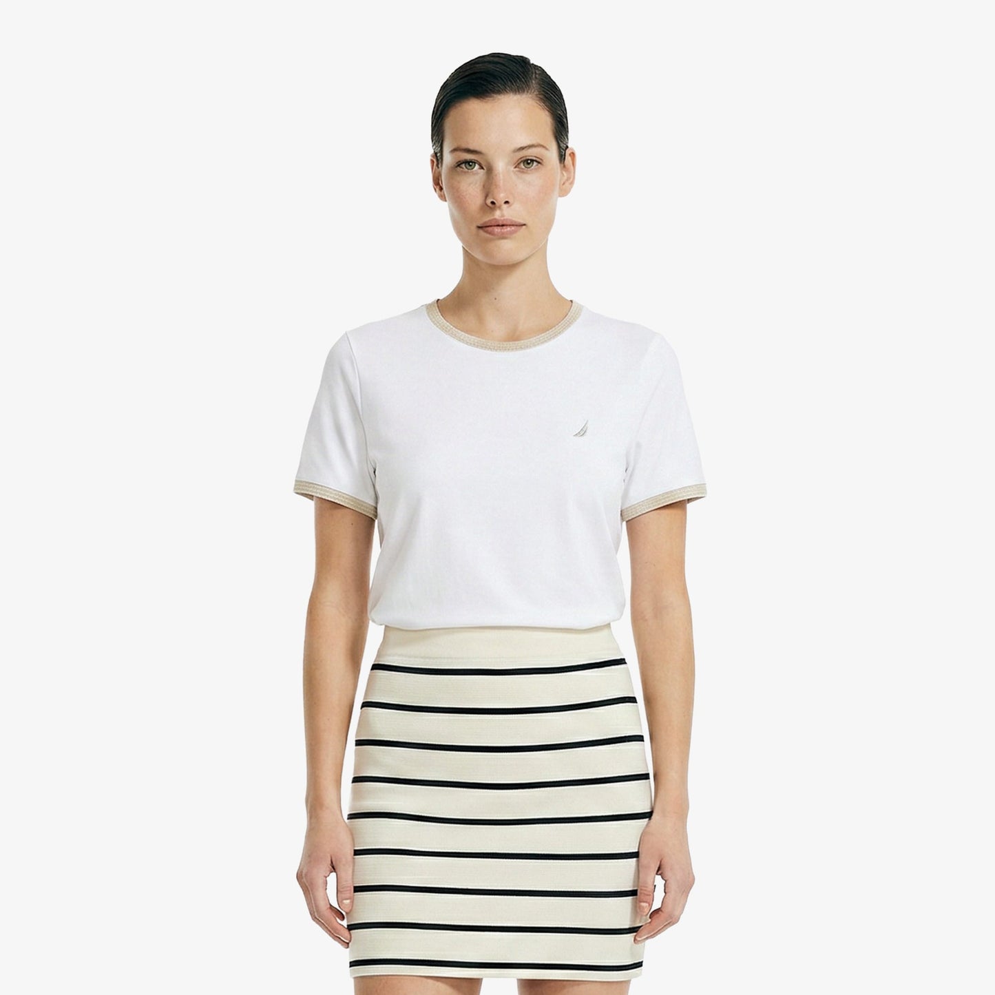 Nautica Kadın Beyaz Slim Fit T-shirt
