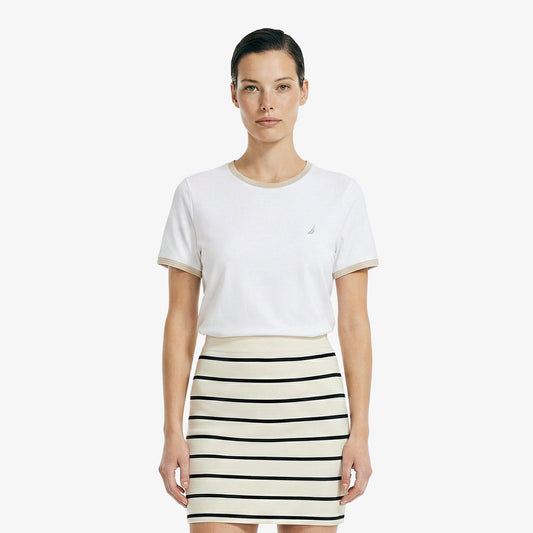 Nautica Kadın Beyaz Slim Fit T-shirt