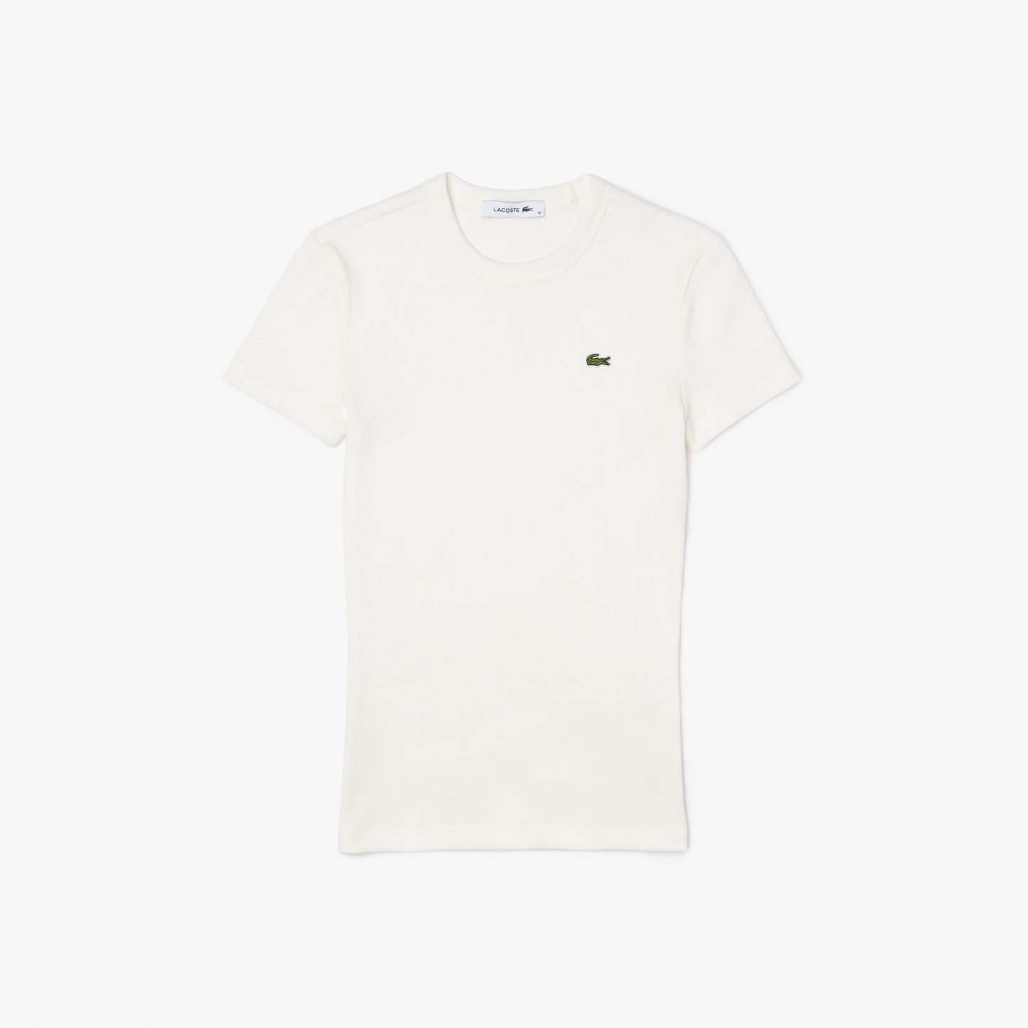 Lacoste Kadın Slim Fit Bisiklet Yaka Beyaz T-shirt