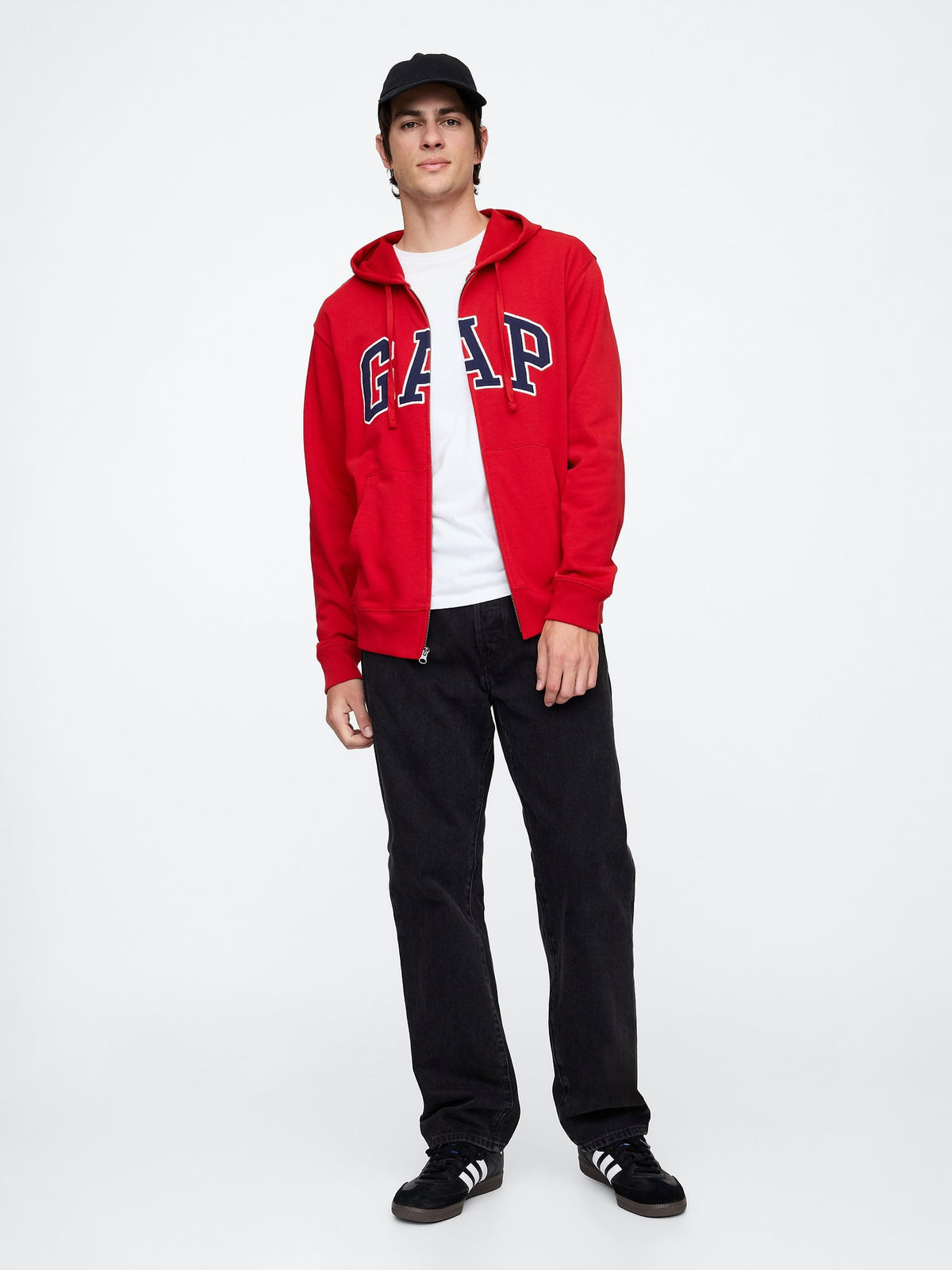 Kırmızı Gap Logo Fermuarlı Fransız Havlu Kumaş Sweatshirt