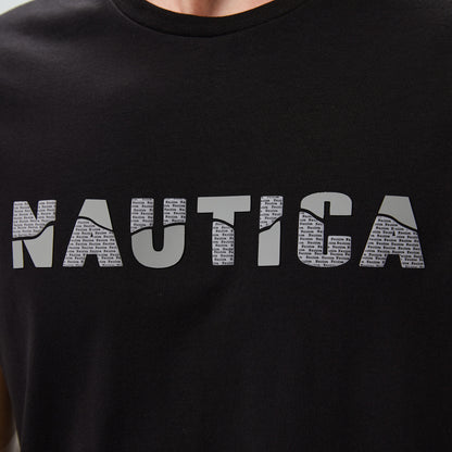 Nautica Erkek Siyah Regular Fit Baskılı T-shirt