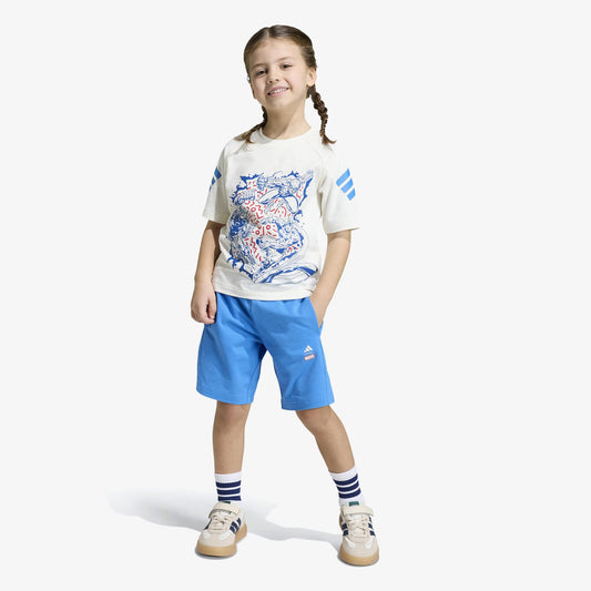 Adidas Lk Marvel Çocuk Mavi Şort Takım