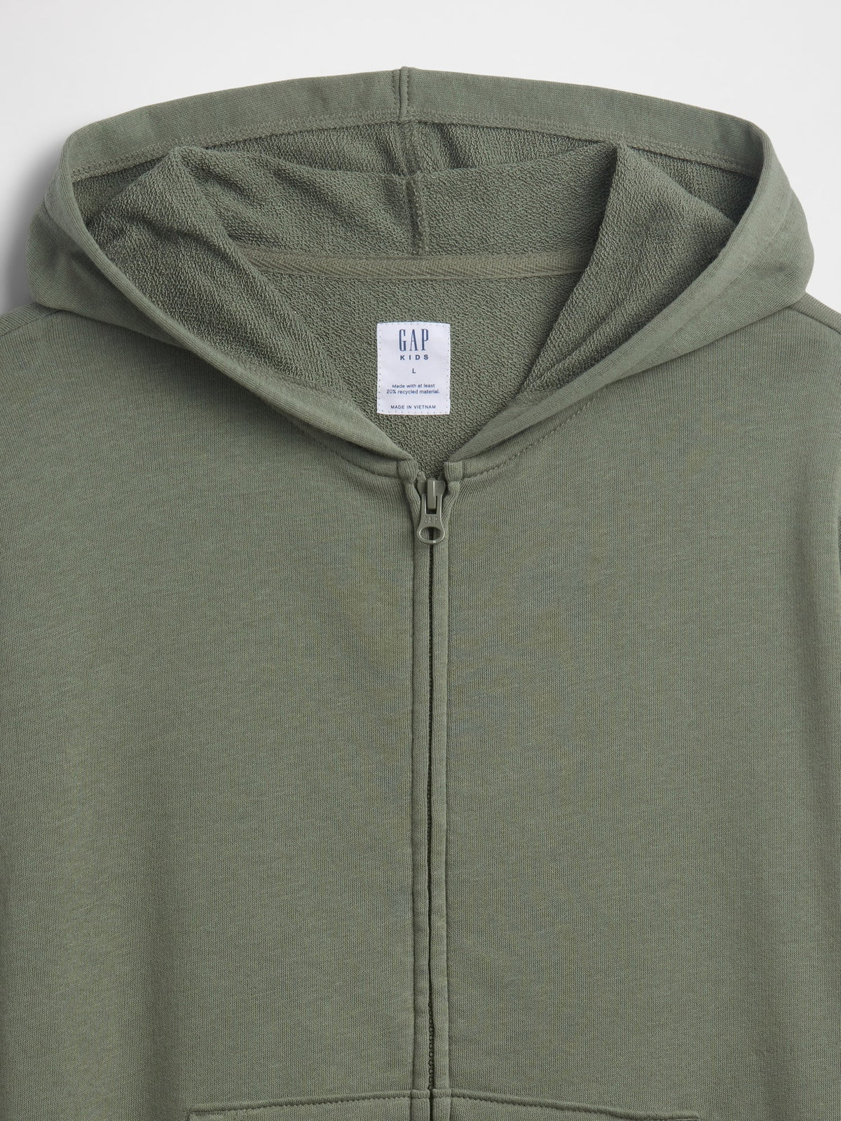 Yeşil Kids Rahat Fransız Havlu Kumaş Fermuarlı Sweatshirt