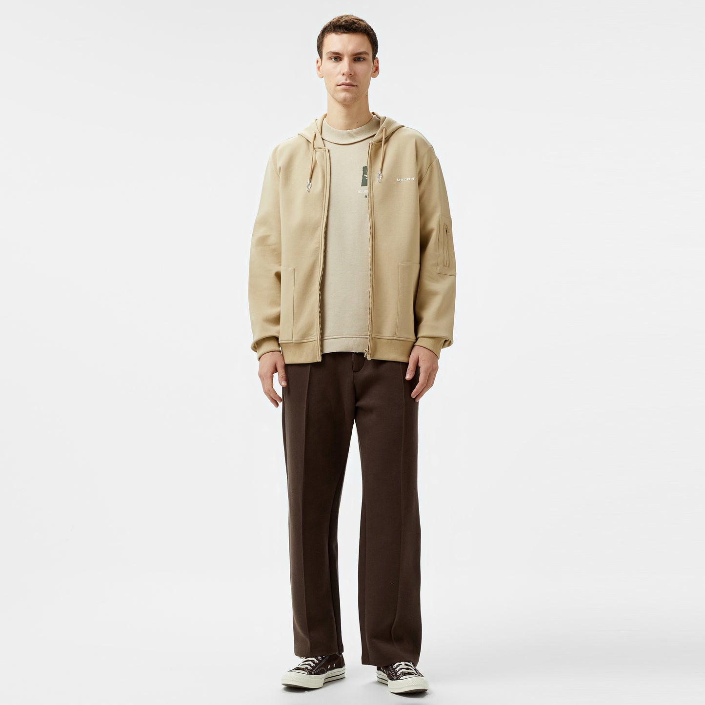 United4 Cool M Full Zip Erkek Bej Sweatshirt