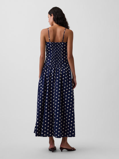 Beyaz Poplin Drop-waist Maxi Elbise