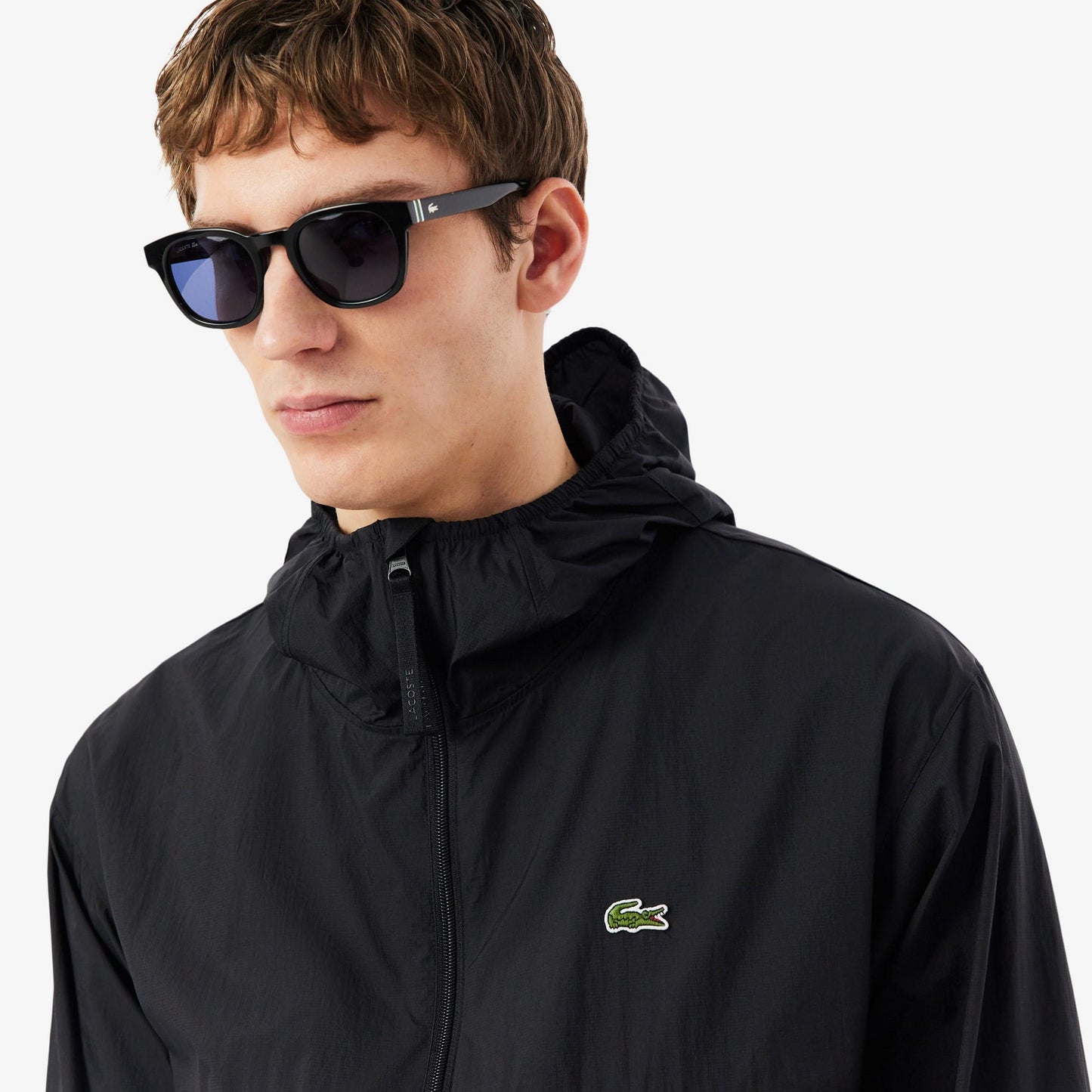 Lacoste Erkek Kapüşonlu Siyah Yağmurluk