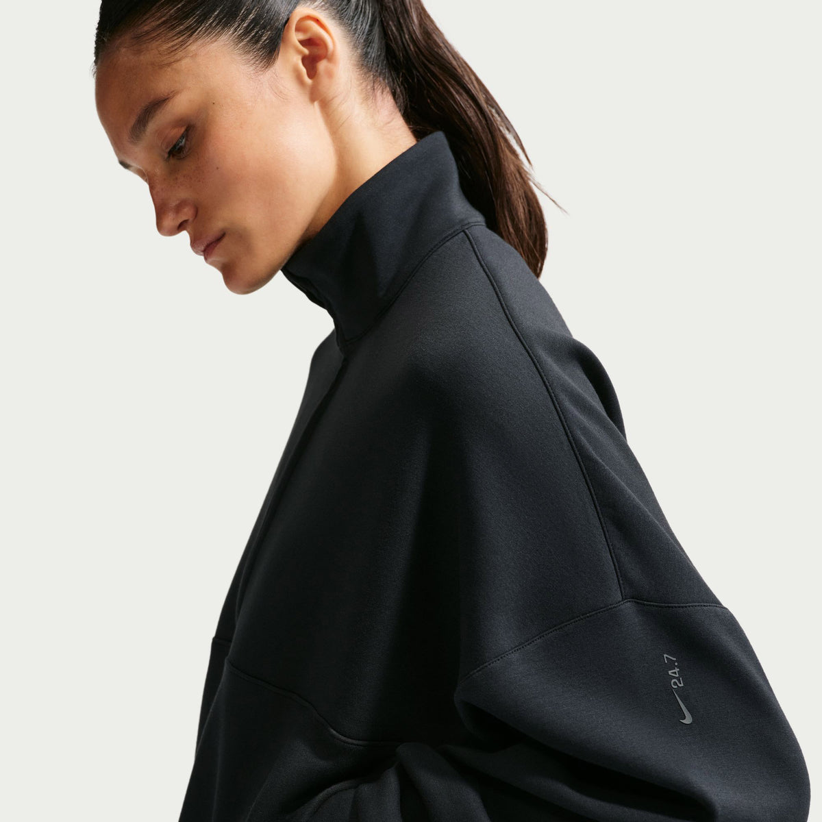 Nike 24.7 Dri Fit Half Zip Kadın Siyah Sweatshirt