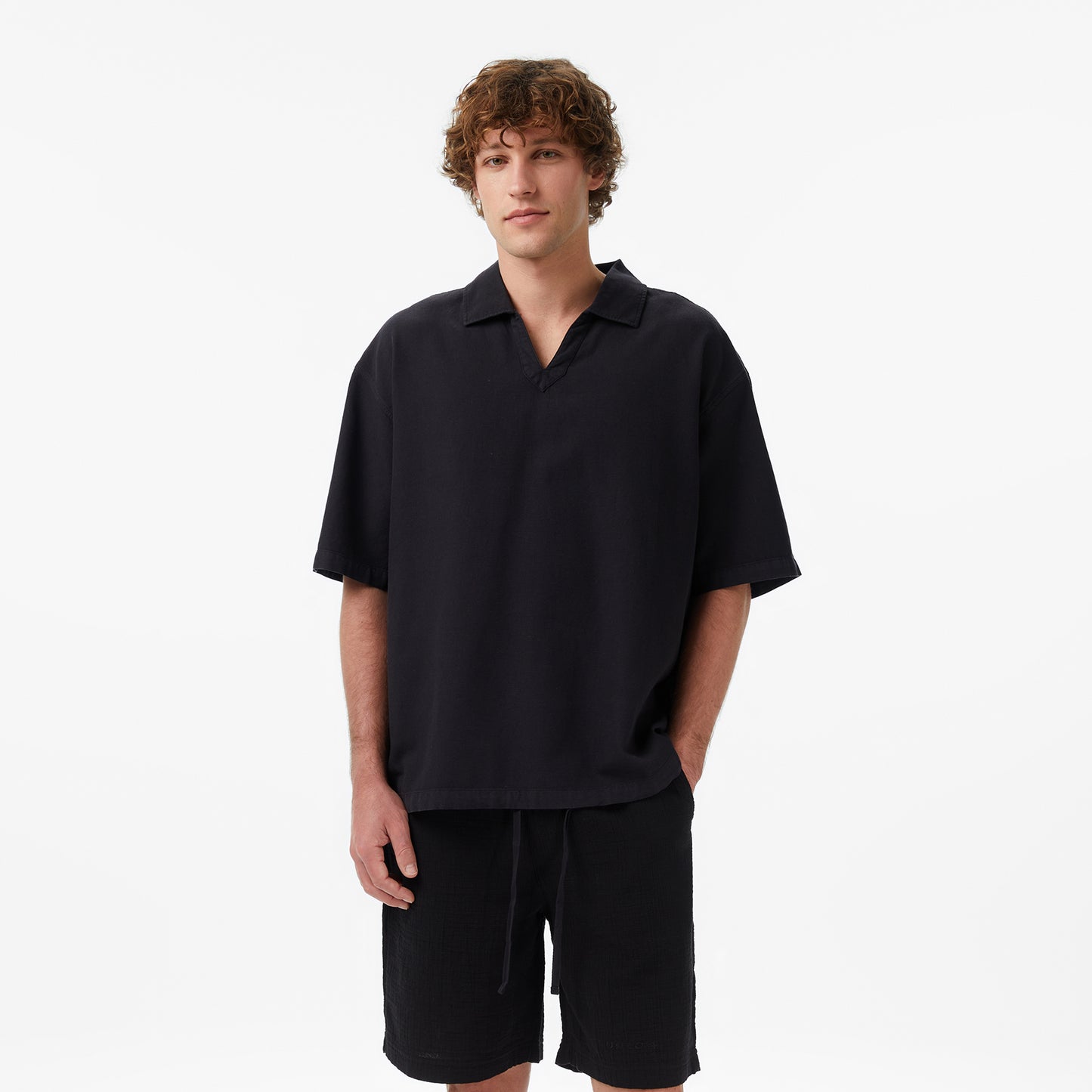 United4 Oversize Fit Erkek Siyah Polo