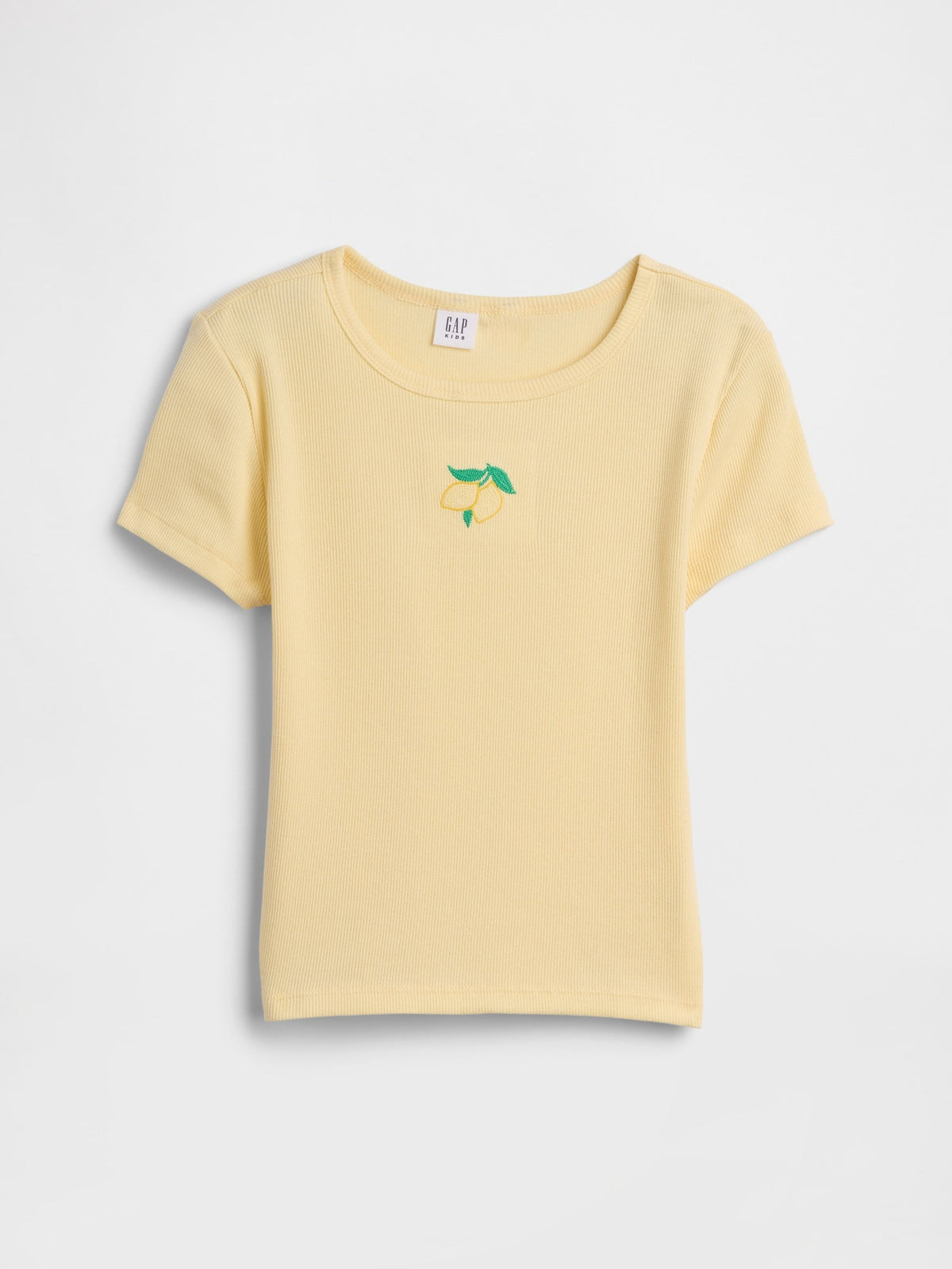 Sarı Kids Ribbed Bisiklet Yaka T-shirt