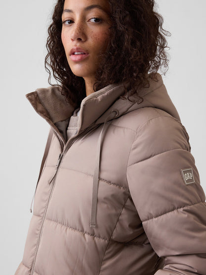 Siyah Relaxed Midi Puffer Şişme Mont