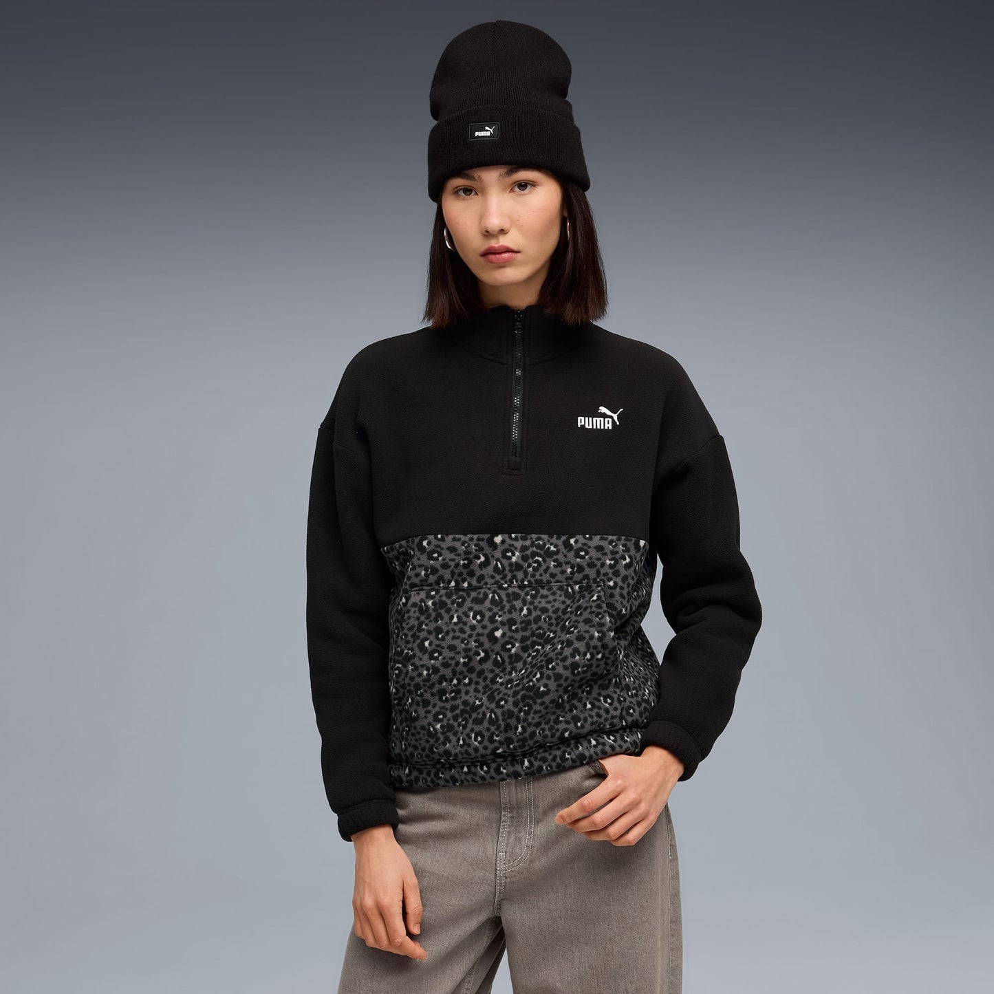 Puma Essentials Animal Crew Kadın Siyah Sweatshirt