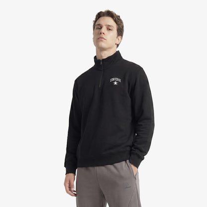 Converse Retro Collared Quarter-zip Crew Erkek Siyah Sweatshirt