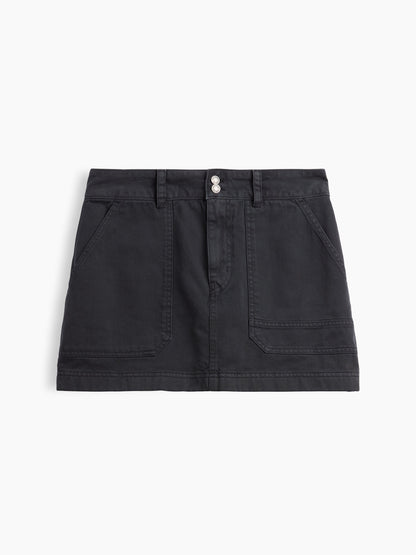 Siyah High Rise Mini Utility Etek