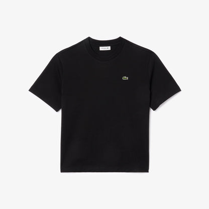 Lacoste Kadın Relaxed Fit Bisiklet Yaka Siyah T-shirt