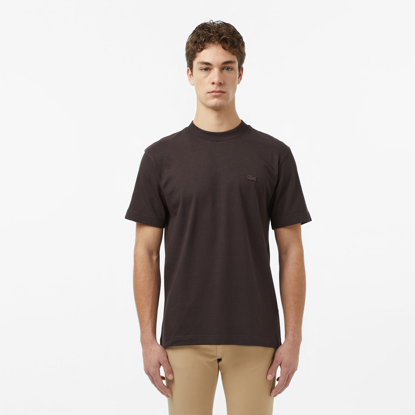 Lacoste Erkek Relaxed Fit Bisiklet Yaka Kahverengi T-shirt