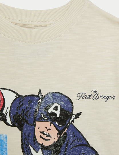?saf Pamuklu Captain America:trade_mark: Tişört - 2-8 Yaş?