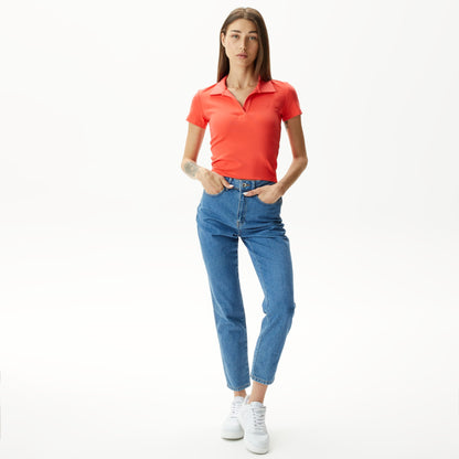 Nautica Kadın Kırmızı Slim Fit Kısa Kollu Polo Yaka T-shirt