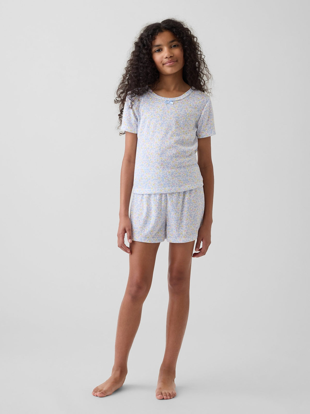 Beyaz Recycled Pointelle Pijama T-shirt Üst