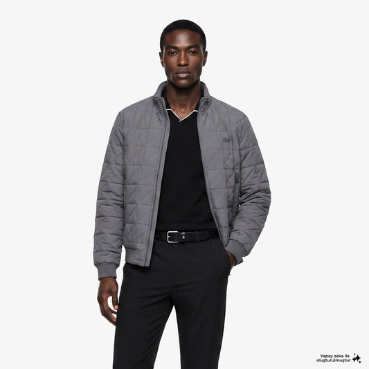 Lacoste Regular Fit Erkek Gri Mont