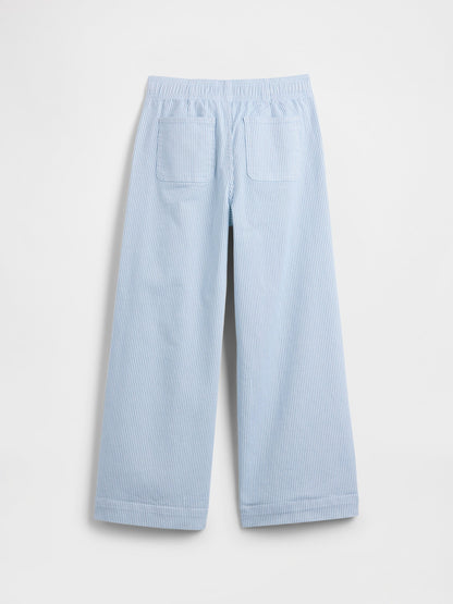 Açık Mavi Çizgili Pull-on Wide-leg Pantolon