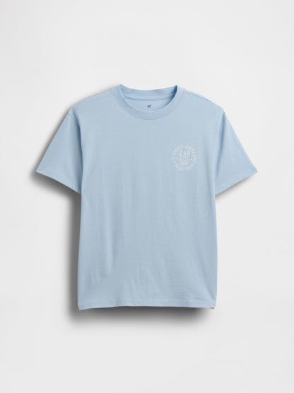 Açık Mavi Relaxed Grafik Logo T-shirt