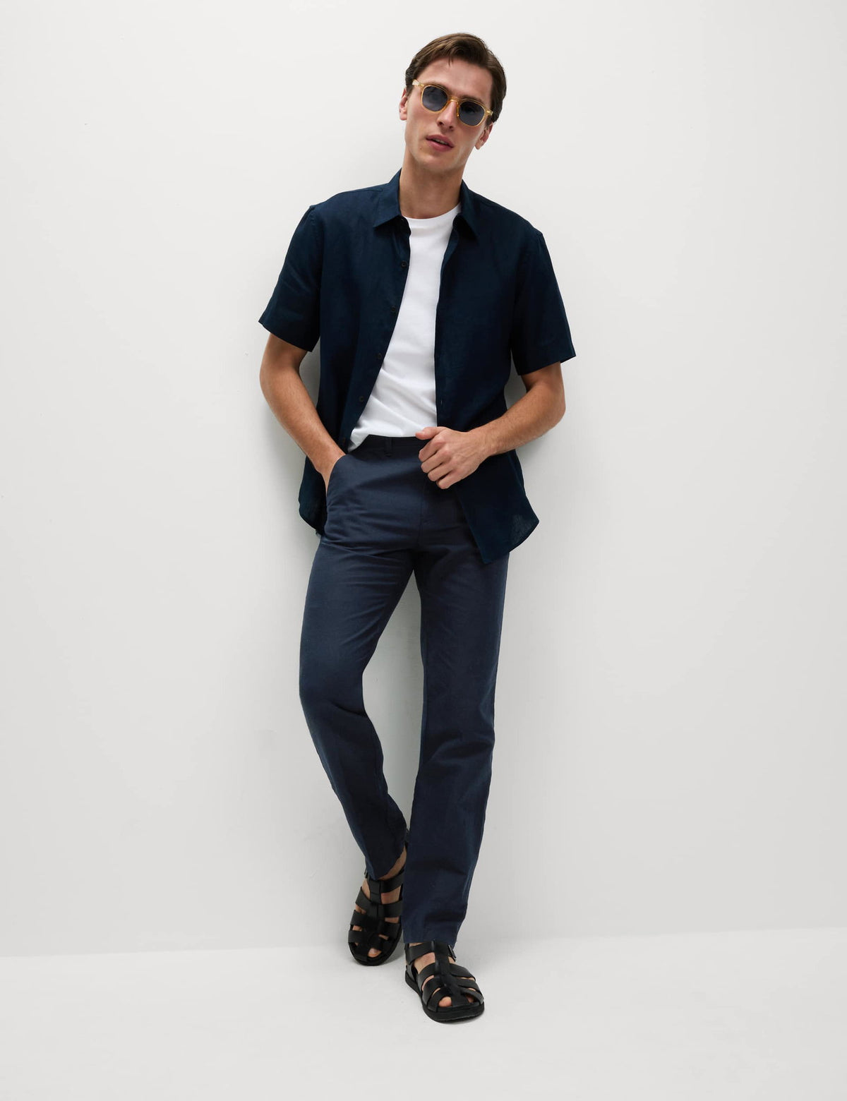 Regular Fit Keten Karışımlı Chino