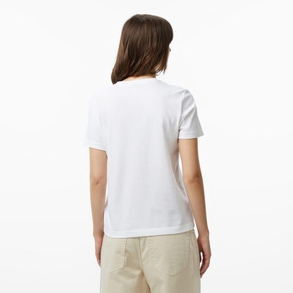Calvin Klein Woven Label Classic Fit Kadın Beyaz T-shirt