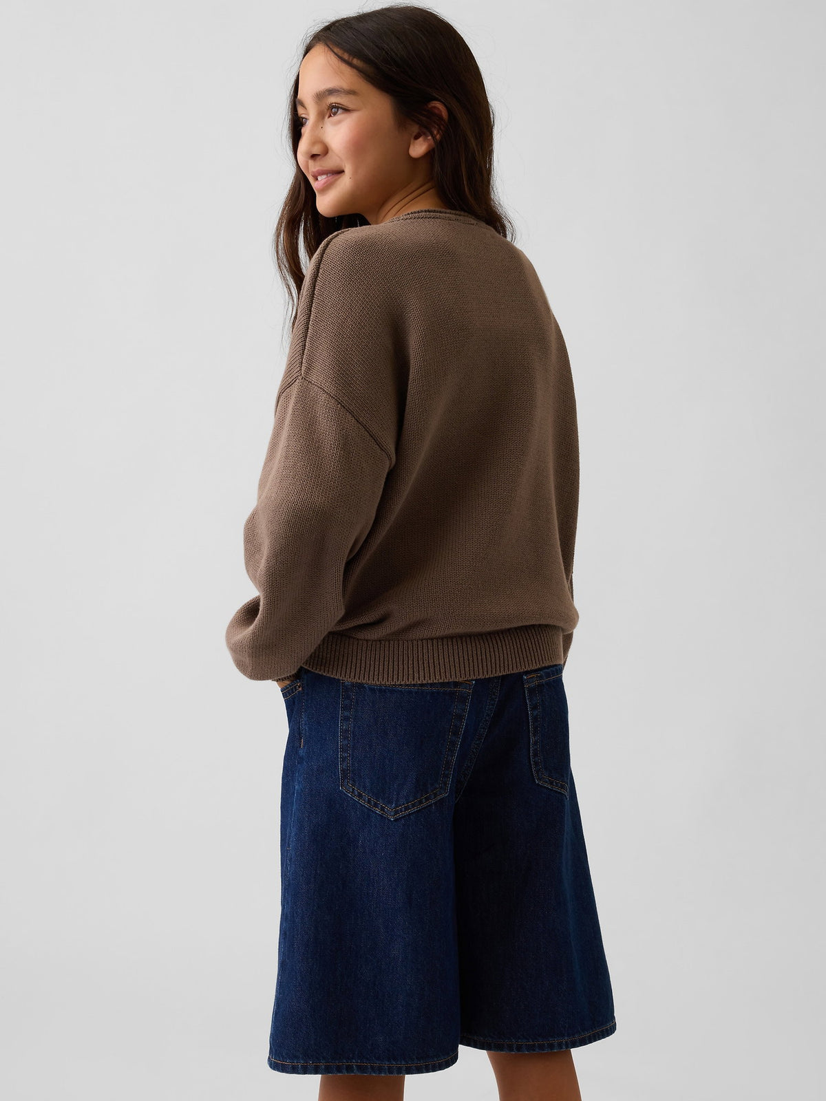 Kahverengi %100 Pamuk Oversized Rollneck Kazak