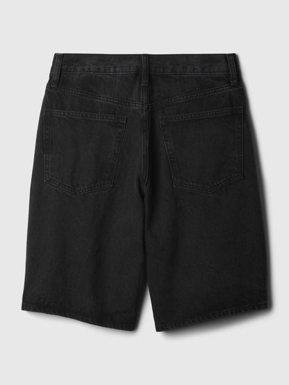 Siyah 11.5 Mid Rise Longline Denim Şort
