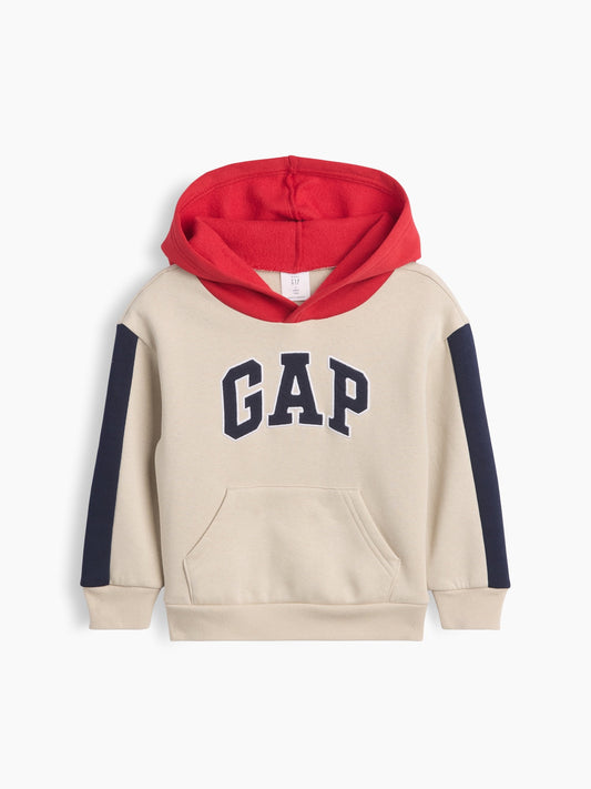 Bej Relaxed Colorblock Logo Sweatshirt