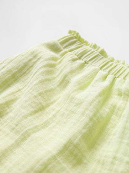 Sarı Crinkle Gauze Şort