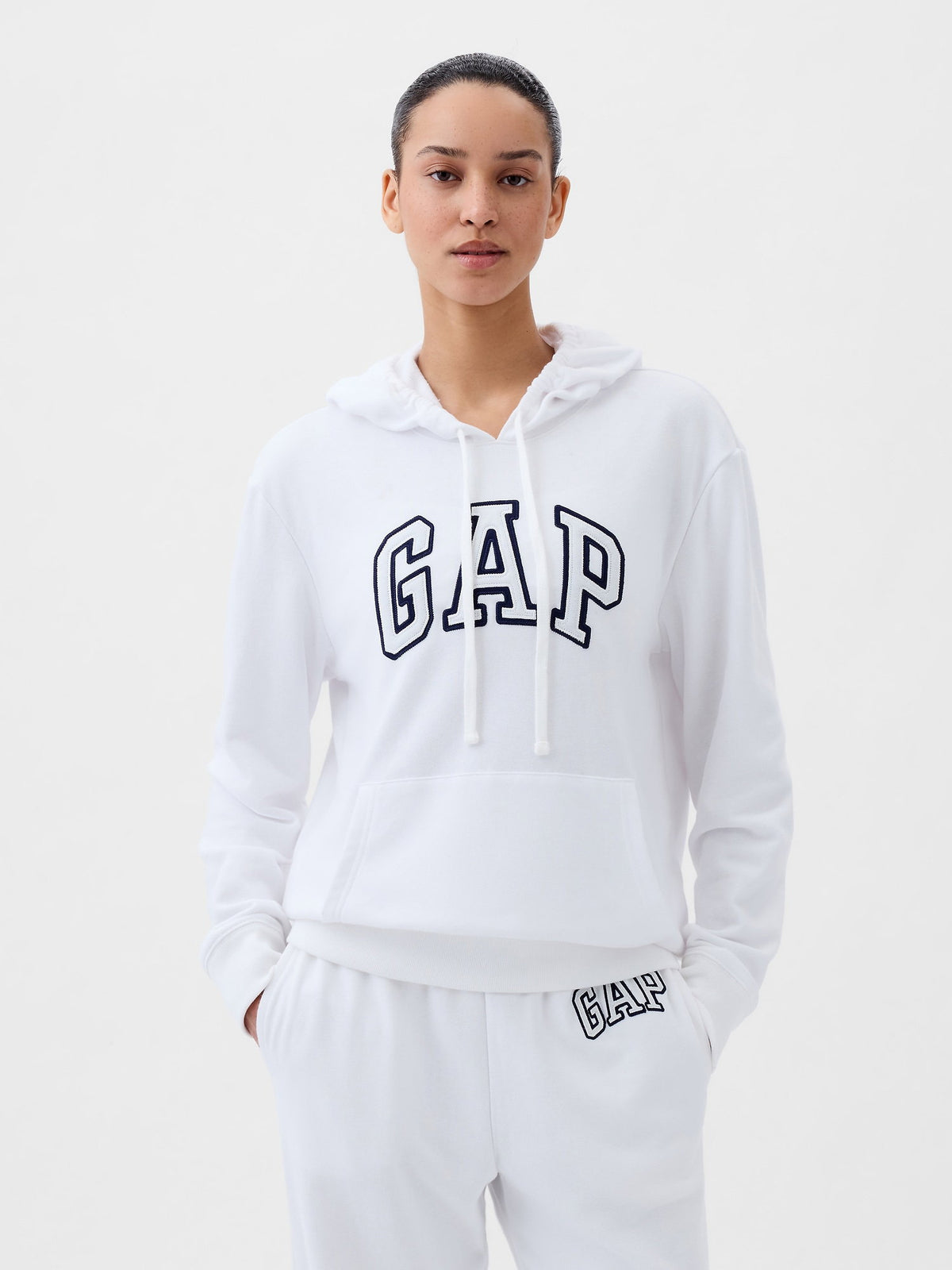Beyaz Gap Logo Havlu Kumaş Sweatshirt