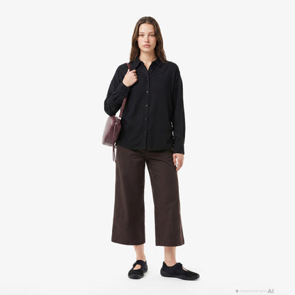 Lacoste Relaxed Fit Kadın Siyah Gömlek