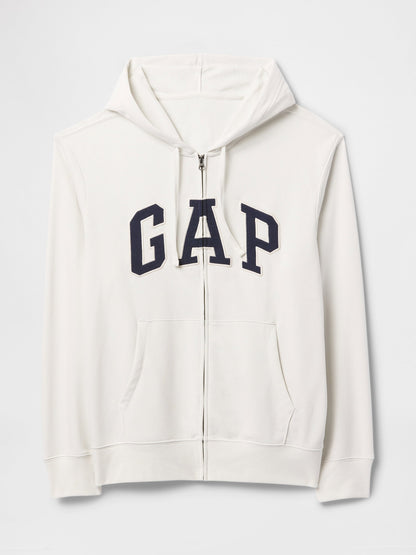 Beyaz Gap Logo Fermuarlı Fransız Havlu Kumaş Sweatshirt