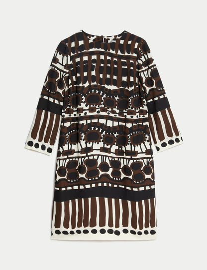 Regular Fit Desenli Mini Elbise