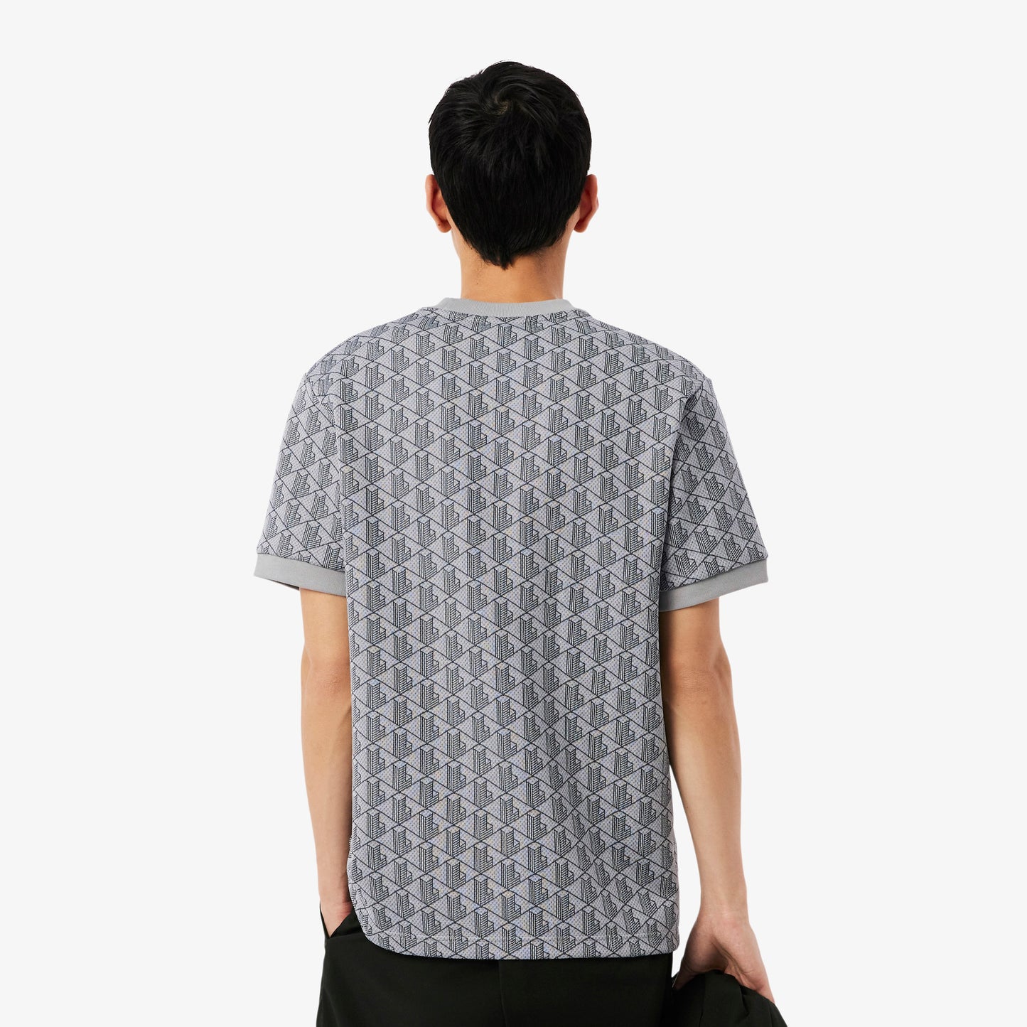 Lacoste Erkek Classic Fit Bisiklet Yaka Monogram Gri T-shirt