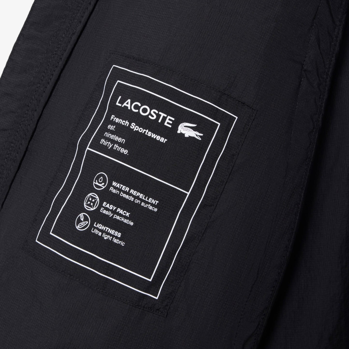Lacoste Erkek Kapüşonlu Siyah Yağmurluk