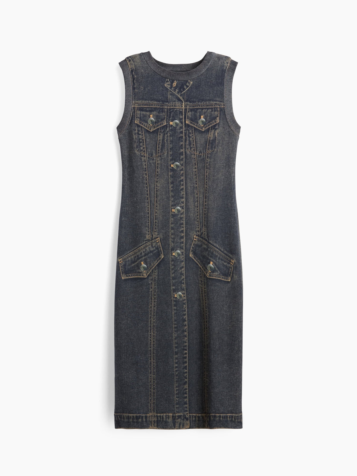 Koyu Mavi Gapstudio Baskılı Denim Terry Elbise